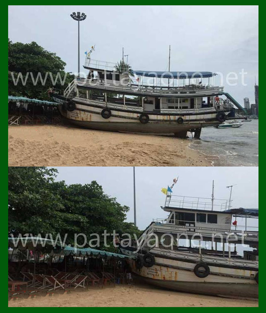 Betrunkener Kapitän rammt sein Boot in den Strand von Pattaya
