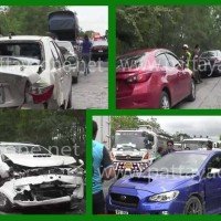 Massenkarambolage mit 13 Fahrzeugen verursacht Verkehrschaos auf der Autobahn Bangkok-Pattaya