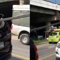Der tägliche Transport Wahnsinn auf Thailands Straßen kostet einer Frau fast das Leben