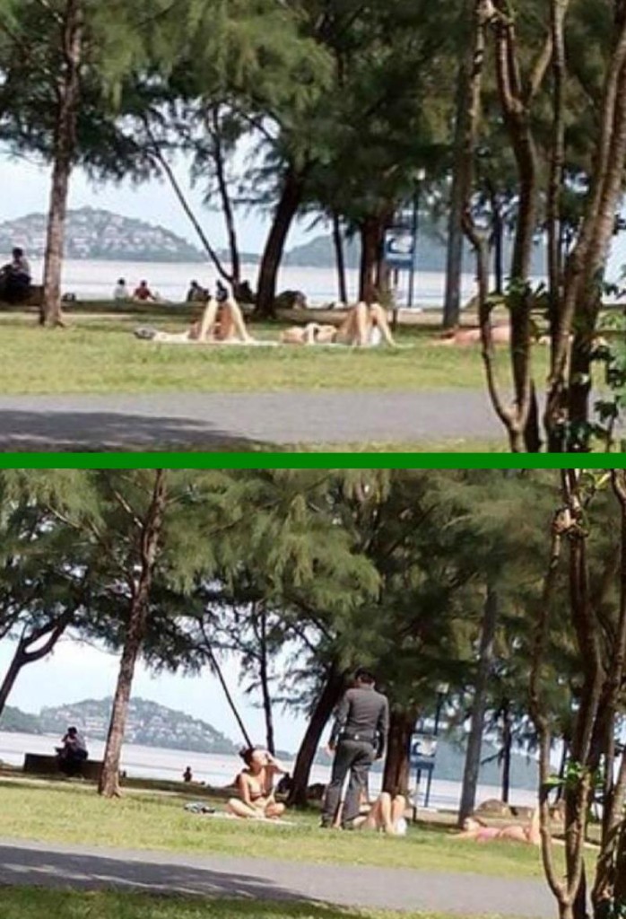 Sonnenbaden im Bikini in den Parks auf Phuket verboten
