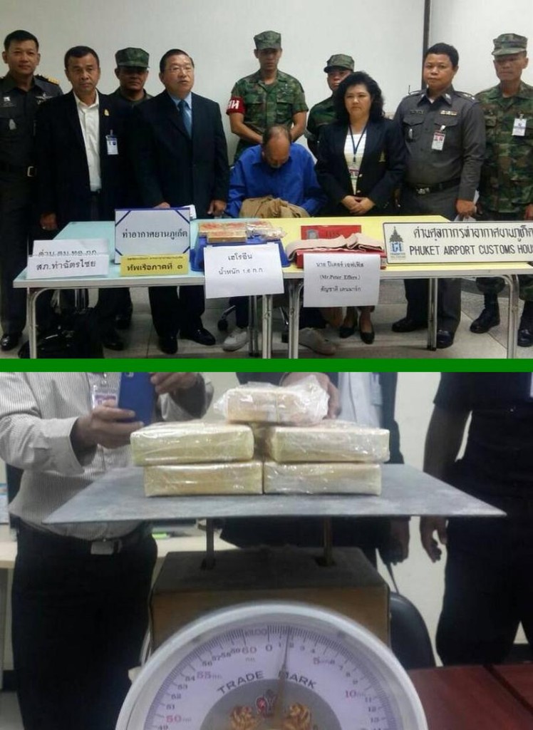 Däne mit 1,6 kg Heroin am Flughafen Phuket verhaftet