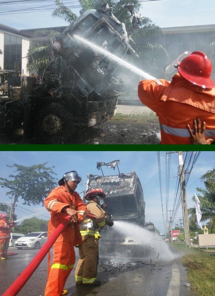 Brennender LKW verursacht Kilometerlangen Stau auf Phuket