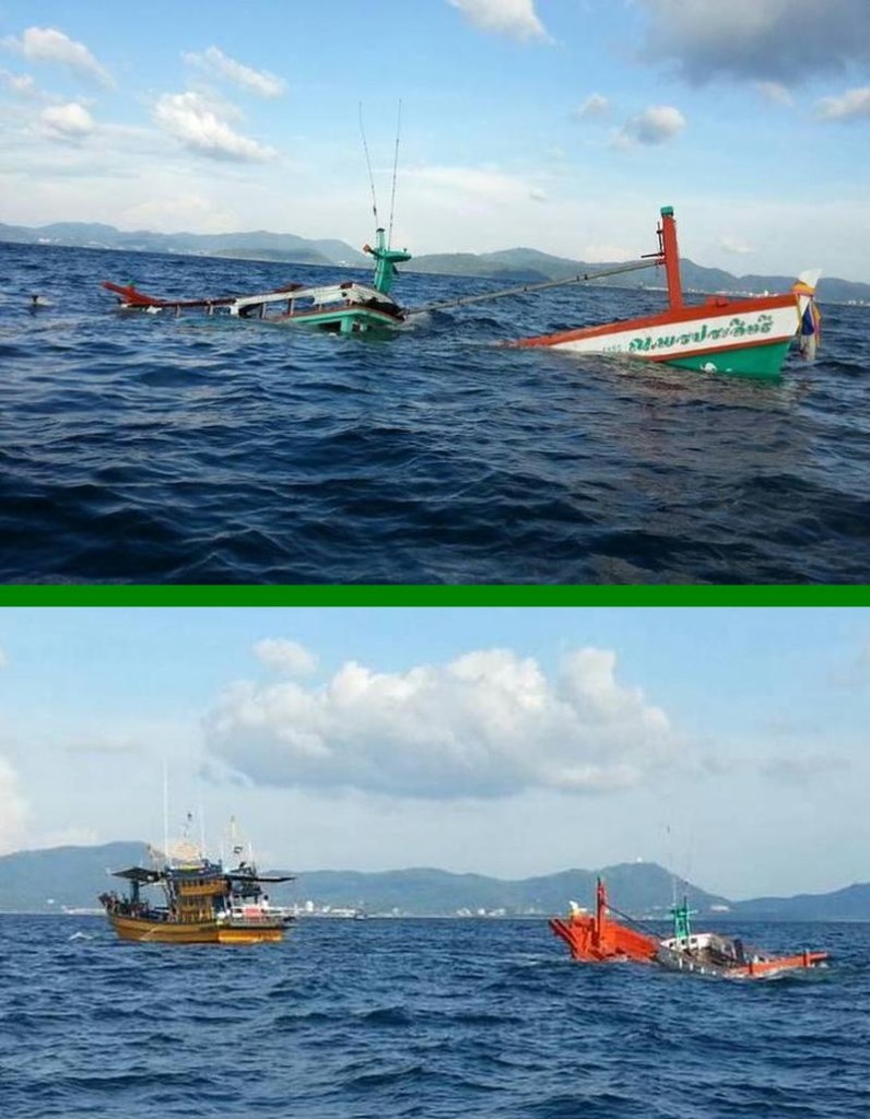 Monsterwelle vor Phuket bringt ein Fischerboot zum Kentern