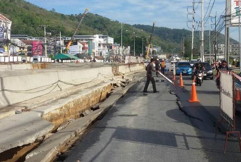 Phukets Unterführung erneut durch starken Regen beschädigt