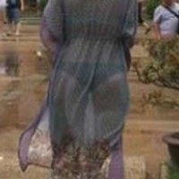 Frau mit durchsichtigem Kleid in einem Tempel erhält von der Touristenpolizei Tipps zur Thai Kultur