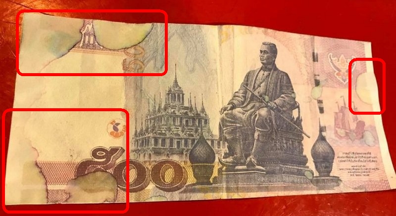 gefälschte 500 Baht Banknoten 