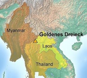 Das Goldene Dreieck, eine Region im Grenzgebiet von Thailand, Myanmar, Laos und Südchina
