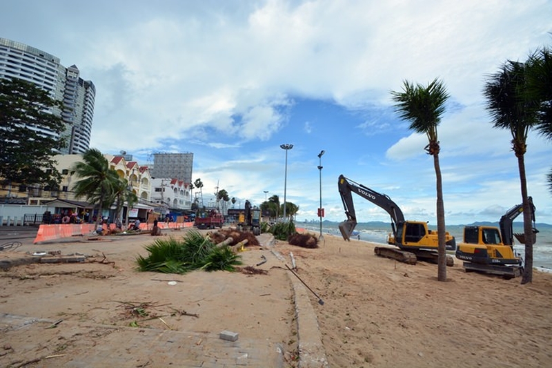Strandverkäufer in Jomtien beschweren sich über die Bauarbeiten
