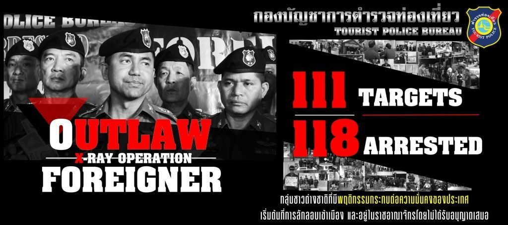 Touristenpolizei verstärkt ihre Suche nach illegalen Ausländern, die in Thailand Verbrechen begehen