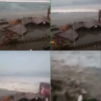 Video über einen Tsunami nach dem Erdbeben der Stärke 7,7 in Zentral Sulawesi