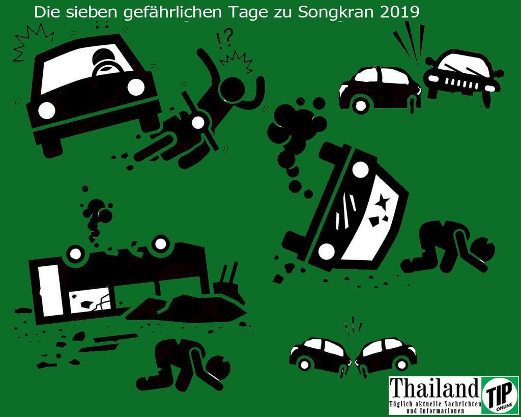 TAG 1 der sieben gefährlichen Tage zu Songkran. 468 Unfälle, 482 Verletzte und 46 Tote