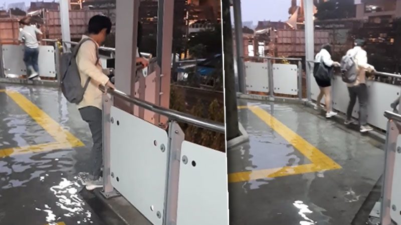 Nach Überschwemmung des BTS Bang Na Skywalk befürchten die Passagiere einen Stromschlag
