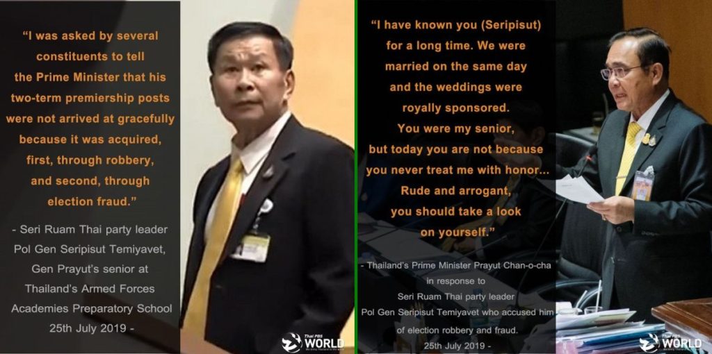 General Seripisut wirft Premierminister Prayuth Raub und Wahlbetrug vor