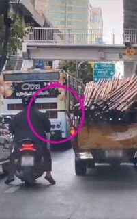 Gefährliches Thailand - Eisenstange in perfekter Kopfhöhe, um einen Motorradfahrer zu töten - aber die Polizei unternimmt nichts