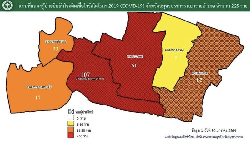 Samut Prakan registriert am Samstag 20 weitere COVID-19 Fälle