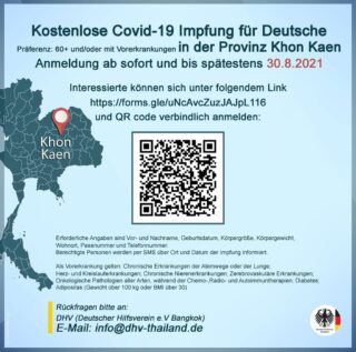 Kostenlose Covid-19 Impfung für Deutsche in der Provinz Khon Kaen