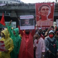 Antimilitärische Proteste in Myanmar zum Jahrestag des Aufstands von 1988