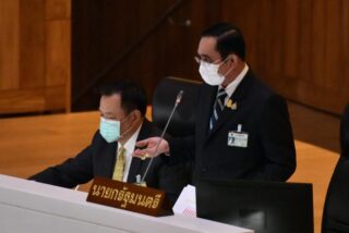Premierminister Prayuth Chan o-cha am Donnerstag (2. September) im Parlament