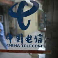 Das China-Telecom-Logo in Shanghai. Seine US-Einheit wurde von Aufsichtsbehörden ins Visier genommen.