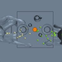 Eine grafische Simulation des Biostoppers, einem Gerät, das lokale Luftströmungen erzeugt, die darauf abzielen, die Zirkulation winziger Tröpfchen zu stoppen, die beim Sprechen ausgestoßen werden