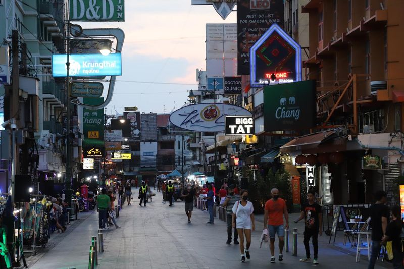 Khao San Road in Bangkok am 16. März. Vor der Pandemie zog die Khao San Road während Songkran täglich mehr als 50.000 Touristen an.