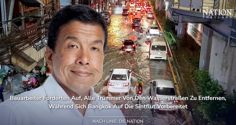 Bauarbeiter werden aufgefordert, alle Trümmer von den Wasserstraßen zu entfernen, während sich Bangkok auf die Sintflut vorbereitet Bauarbeiter werden aufgefordert, alle Trümmer von den Wasserstraßen zu entfernen, während sich Bangkok auf die Sintflut vorbereitet