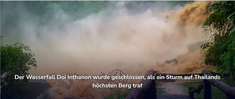 Der Wasserfall Doi Inthanon wurde geschlossen, als ein Sturm auf Thailands höchsten Berg traf Der Wasserfall Doi Inthanon wurde geschlossen, als ein Sturm auf Thailands höchsten Berg traf