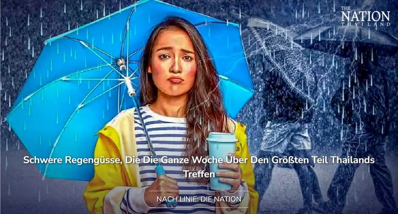 Schwere Regengüsse die die ganze Woche über den größten Teil Thailands treffen