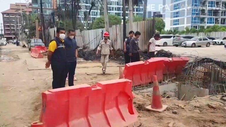 Die Fertigstellung der Straßenarbeiten an der Soi Buakhao wurde nach einem Brand bis zum nächsten Songkran zurückgestellt
