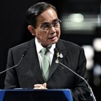 Thailands Premierminister Prayut Chan-o-Cha leitet die Eröffnung der „BCG Economy for APEC Exhibition“ im Queen Sirikit National Convention Center in Bangkok am 14. November 2022