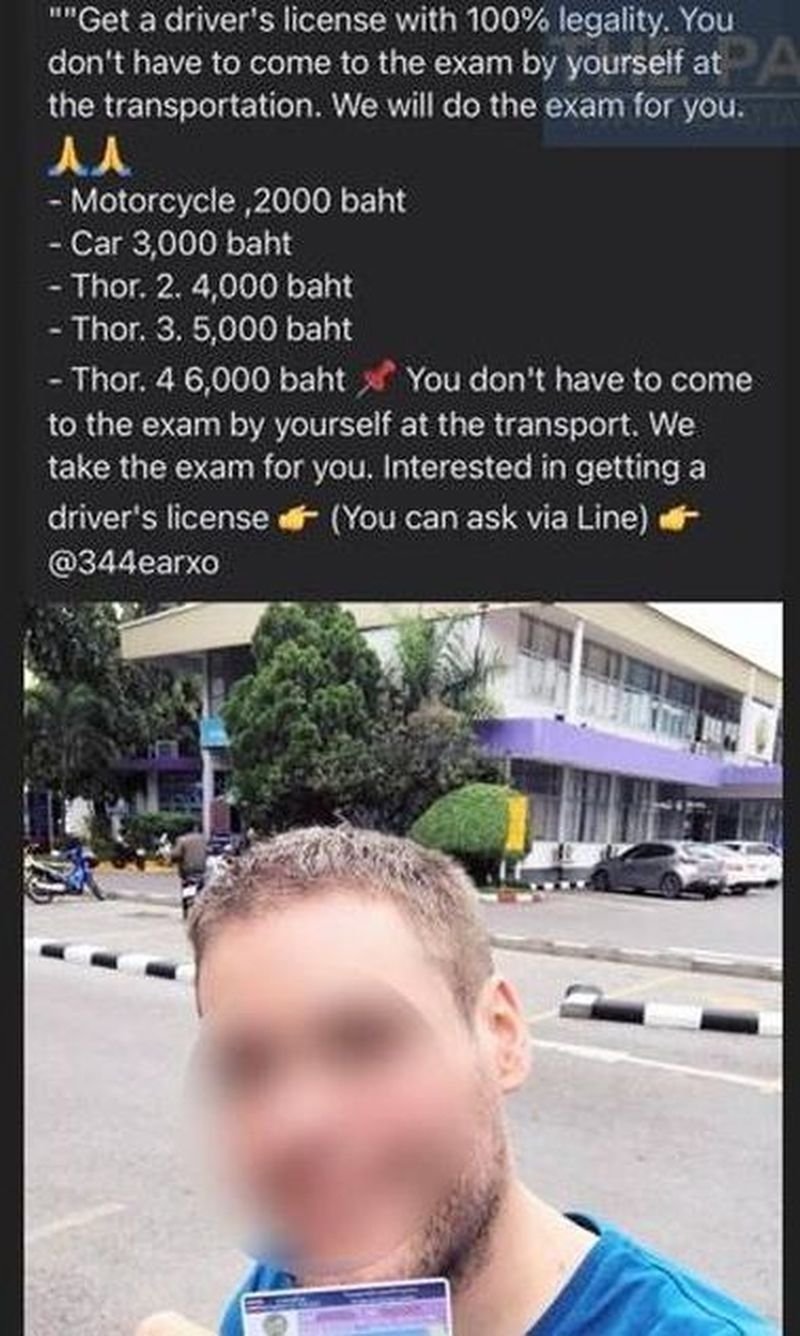 Das Phuket Office des Department of Land Transport hat vor einem sogenannten illegalen Online Führerscheinbetrug gewarnt. Der Betrug mit dem Führerscheindienst ist in den sozialen Medien viral geworden, einschließlich der Social-Media Gruppen von Phuket Expats und in ähnlichen Gruppen in Pattaya in dieser Woche. TPN-Medien stellen fest, dass die mutmaßlichen Betrüger sogar versuchten, das „Angebot“ in Gruppen zu veröffentlichen, die TPN-Medien gehören, aber abgelehnt wurden.