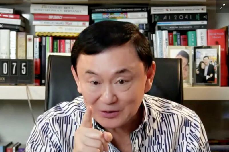 Der ehemalige Premierminister Thaksin Shinawatra erscheint in einer ClubHouse-Sitzung. (Bildschirmfoto) Der ehemalige Premierminister Thaksin Shinawatra erscheint in einer ClubHouse-Sitzung. (Bildschirmfoto)