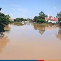 Beamte stellten am Donnerstag gelbe Flaggen an den Ufern des Yom-Flusses in Phichit auf, als die Einheimischen vor steigenden Wasserständen gewarnt wurden, die tiefliegende Gebiete zu überschwemmen drohen. Wenn die Gefahr besteht, dass der Fluss in Flussufergemeinden überläuft, werden rote Flaggen angebracht.