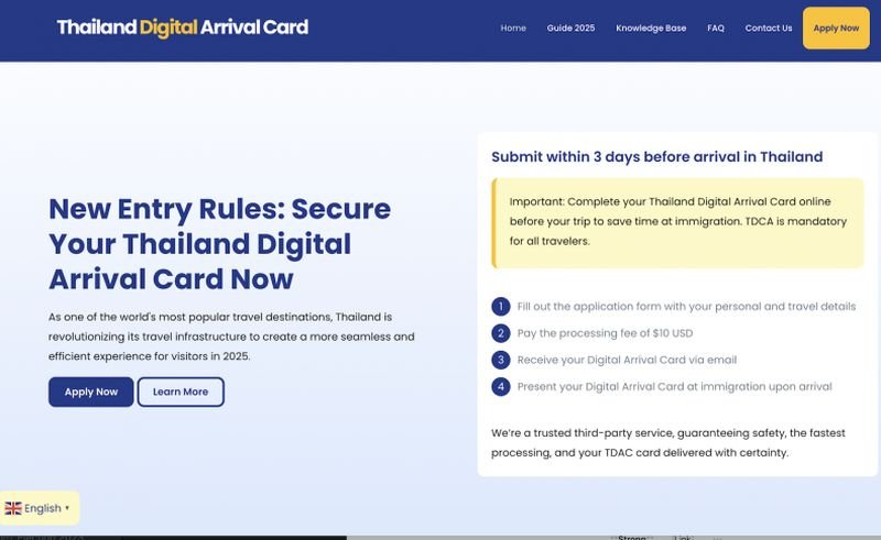 Warnung auf der Website zur gefälschten digitalen Einreisekarte für Thailand. Betrüger versuchen, Geld für kostenlose staatliche Dienstleistungen zu verlangen.Die erste gefälschte Website der Thailand Digital Arrival Card (TDAC) wurde bereits an dem Tag entdeckt, an dem das echte System für ausländische Besucher des Königreichs eingeführt wurde.
Die gefälschte Website , die angeblich von einem offiziellen Drittanbieter stammt, verlangt von den Benutzern eine Bearbeitungsgebühr von 10 US-Dollar, während die echte Website kostenlos ist.
