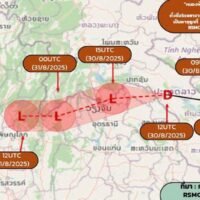 Ein Tiefdruckgebiet, das am Samstagabend vom Sturm Nongfa herabgestuft wurde, wird nach Angaben der Wetterbehörde am Sonntag und Montag in Thailand Regen bringen.