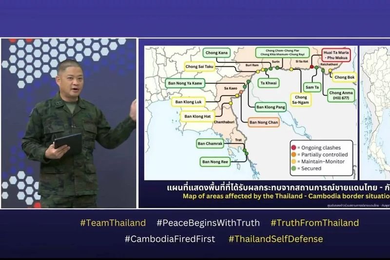Kambodscha setzt das Feuer mit schweren Waffen auf thailändische Zivilgebiete trotz wiederholter Proteste Thailands in internationalen Foren fort und verbreitet gleichzeitig über seine Botschaften falsche Anschuldigungen gegen Thailand, teilten die thailändischen Behörden am Donnerstag mit.
