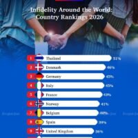 In Thailand gaben etwas mehr als die Hälfte der befragten verheirateten Erwachsenen (51 %) zu, mindestens einmal außerehelichen Geschlechtsverkehr gehabt zu haben. Damit liegt das südostasiatische Land in dieser Hinsicht vor seinen internationalen Vergleichsgruppen.